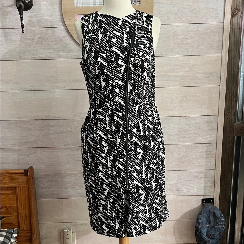 Adrianna Papell Black and White Midi Dress 10